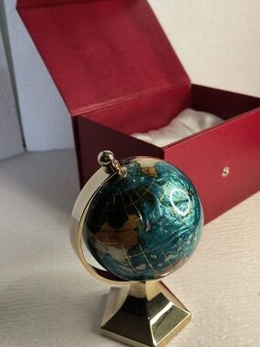Decorative Teal and Gold Globe Accent